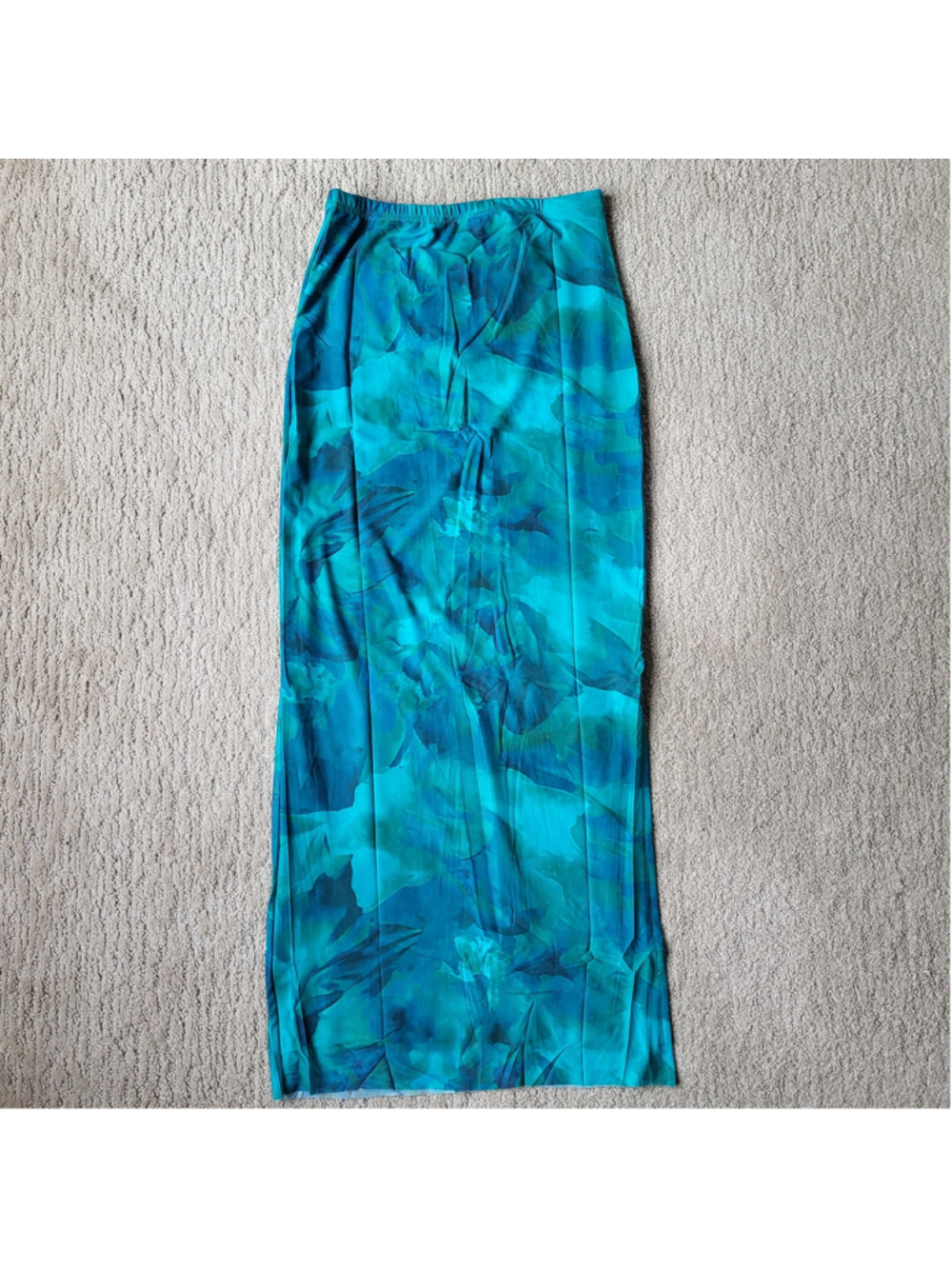 Women’s Green & Blue Floral Long Straight Skirt – Size M – NWOT - Picture 2 of 11